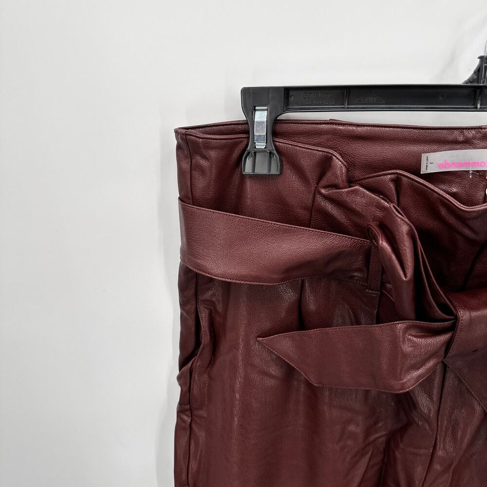 COMMANDO NWT Faux Leather Paperbag Pants in Oxblood // L - Picture 9 of 14